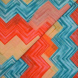 Crêpe georgette polyester imprimé des zigzags multicolore