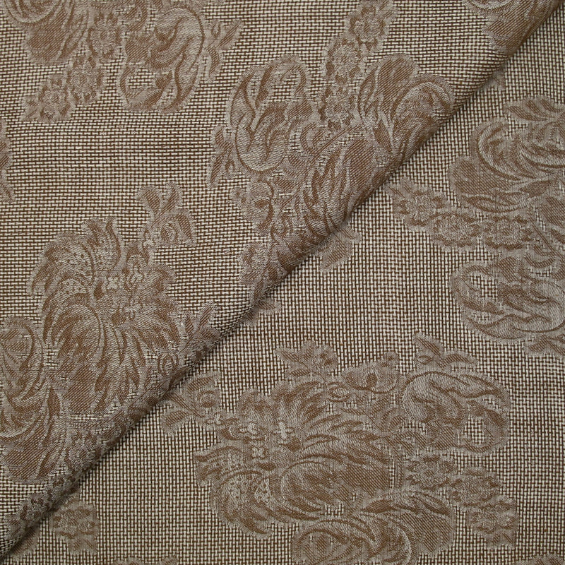 Jacquard 100% soie sur toile fine ajourée marron