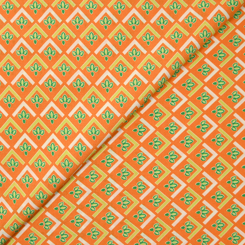 Viscose imprimée la pointe écrue fond orange
