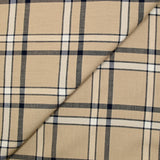 Twill de viscose tissé teint carreaux marine fond beige