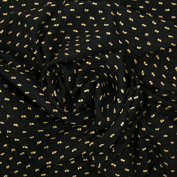 Voile de polyester plumetis beige fond noir