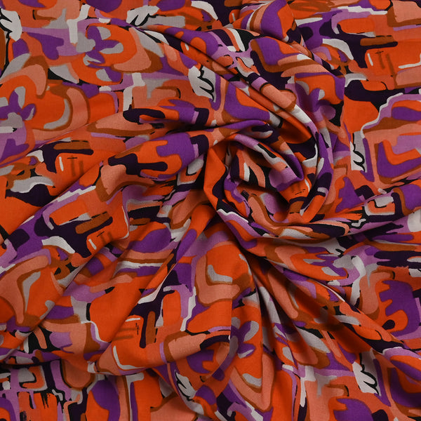 Viscose imprimée Sofia violet et orange