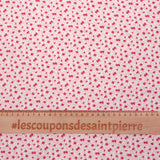 Crêpe viscose imprimé mini fleurs rouges sur fond blanc