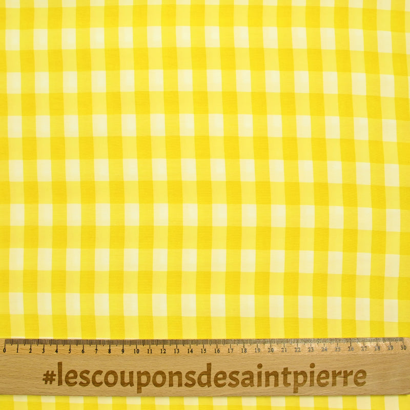 Polyviscose à carreaux Estelle fond jaune