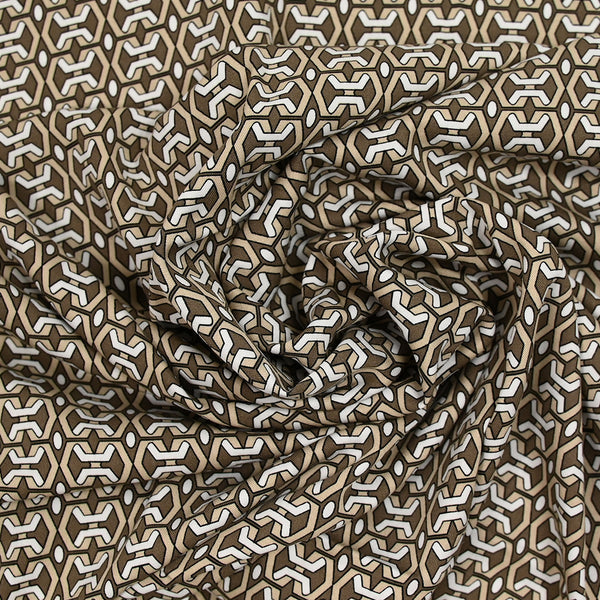 Viscose twill printed one in the other taupe and white