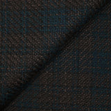 Tweed de polyester marron foncé et bleu canard