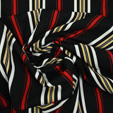 Textured polyester jersey Red stripes black background