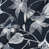 Twill de viscose imprimé pointillisme floral fond marine