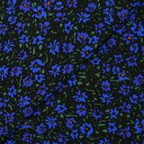 Twill de viscose imprimé champêtre bleu et vert sur fond noir