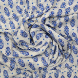 Viscose sail printed with blue floral capsule white background