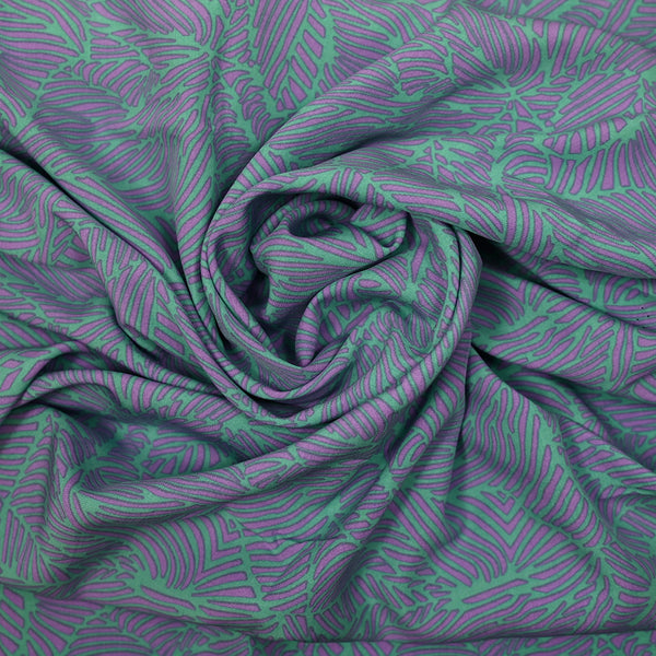 Viscose imprimée fougères parme et vert pâle