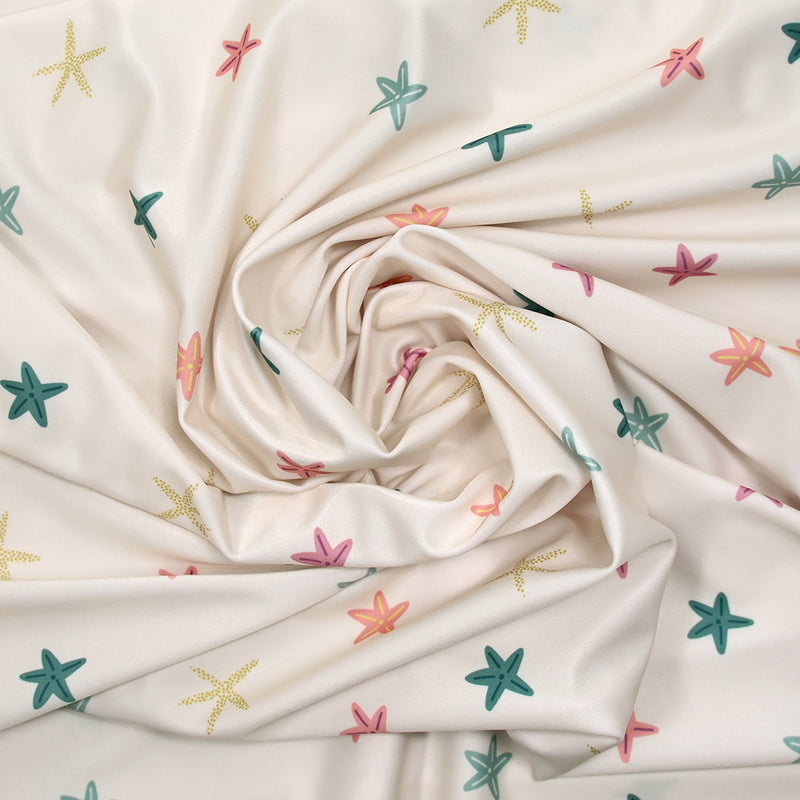 Recycled swimsuit fabric upf50 Ecru background star