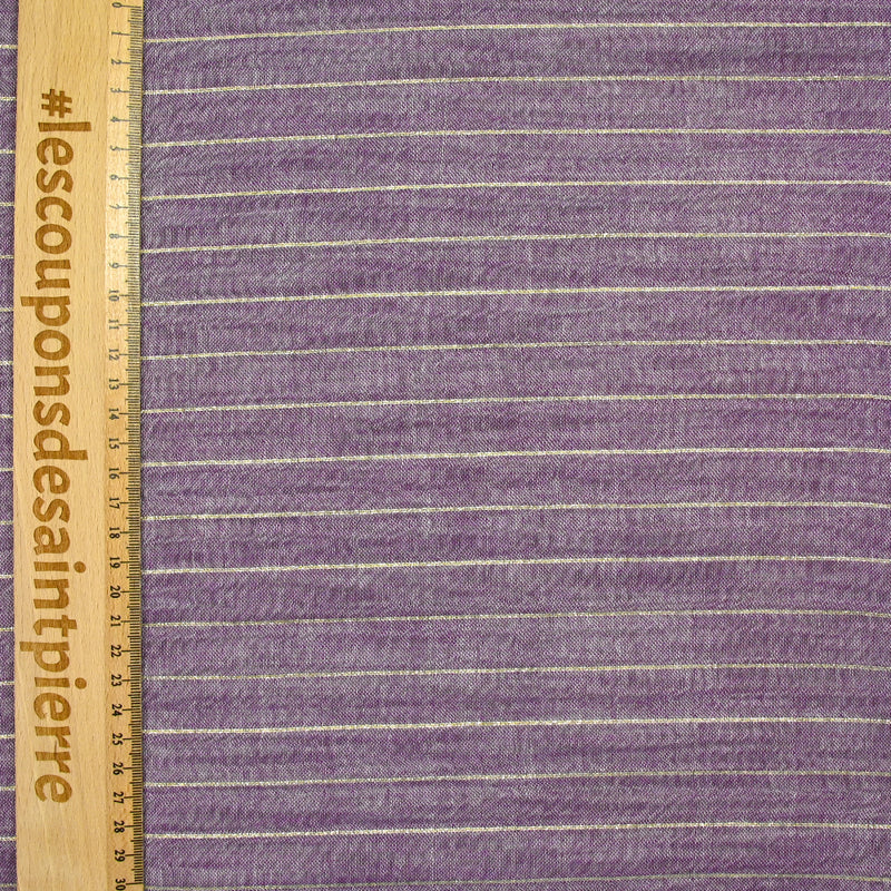 Double gauze striped lurex gilded purple background