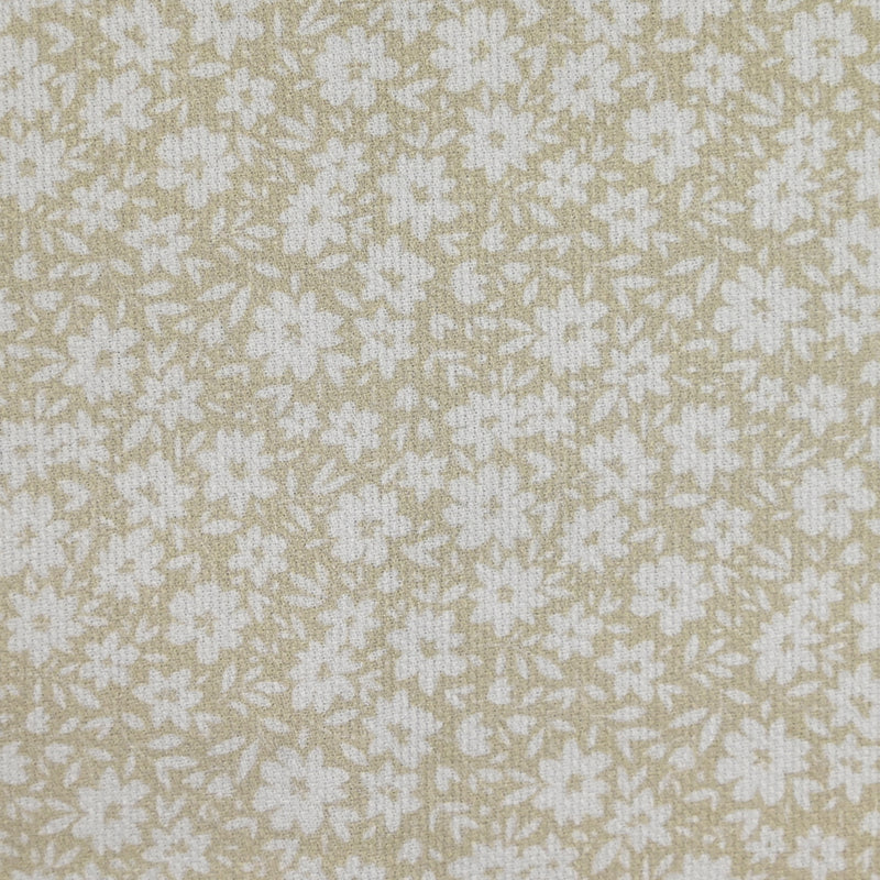 Piqué de coton imprimé fleurs printanière fond beige