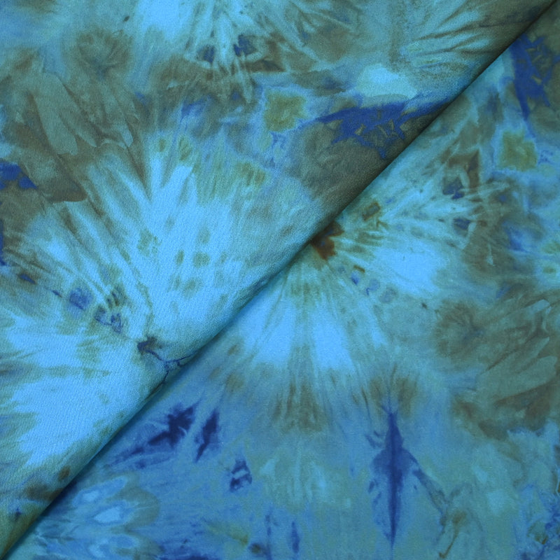 Pesado Psychedélico Impresión Crêpe azul