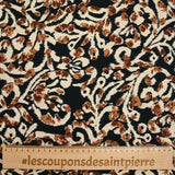 Printed viscose chirk brown and beige royalty black background