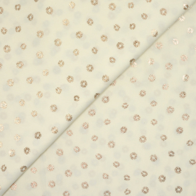 Crêpe georgette lurex artifice polyester fond blanc cassé