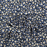 Viscose imprimée fleurs bleu fond noir