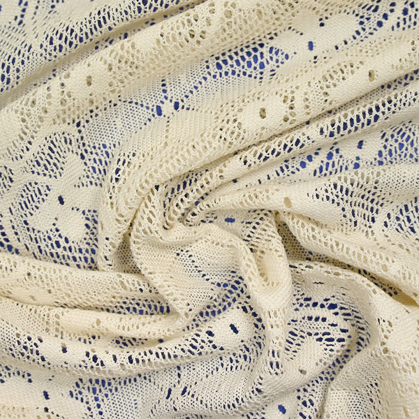 Dentelle polyester effet tricot Lola fond écru