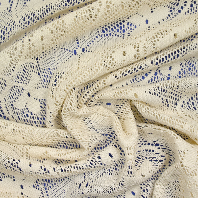 Dentelle polyester effet tricot Lola fond écru