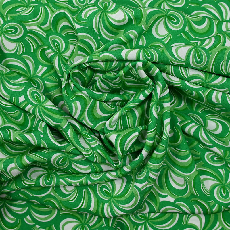 Green and white abstract printed viscose