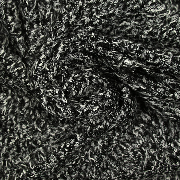 Maille bouclette polyester noir et blanc