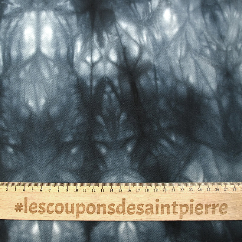 Sergé de coton élasthanne tie & dye gris bleu