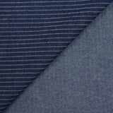 Jean’s coton extensible à rayures tissées fond bleu marine