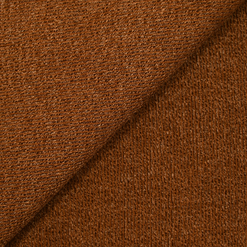 Maille polyester côtelée brun rouille