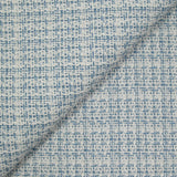 Tweed polyester blanc cassé et bleu clair
