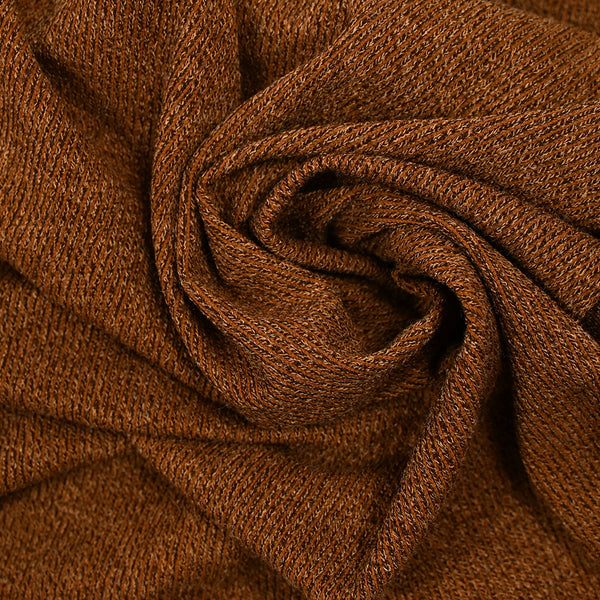 Maille polyester côtelée brun rouille