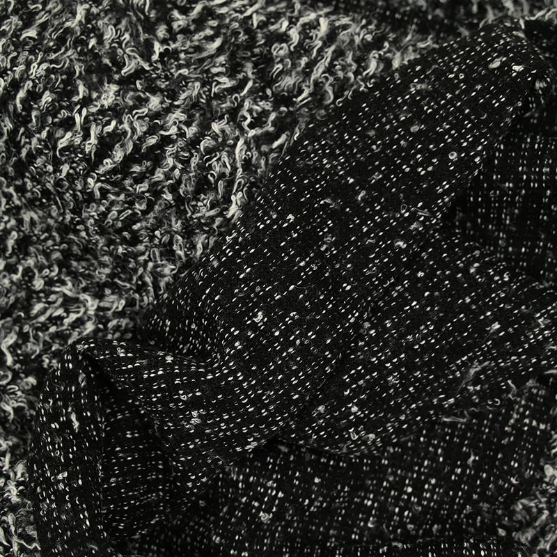 Maille bouclette polyester noir et blanc