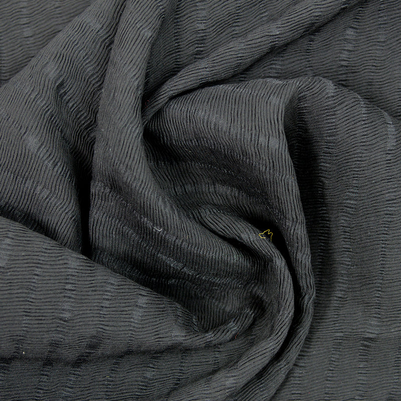 Toile coton jacquard satiné et plissé noir