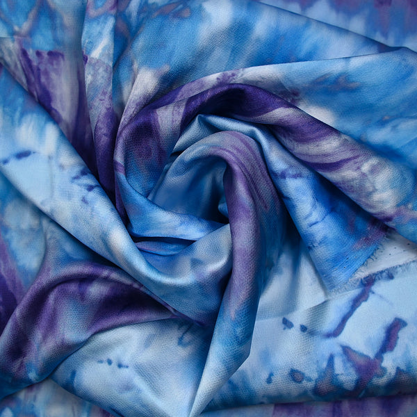Crêpe fin Imprimé Tie & Dye Bleu Violet