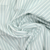 Coton chemise rayé vert et gris fond blanc