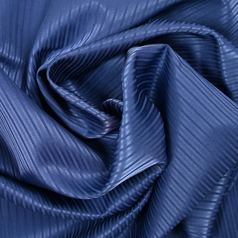 Satin de polyester jacquard rayé bleu