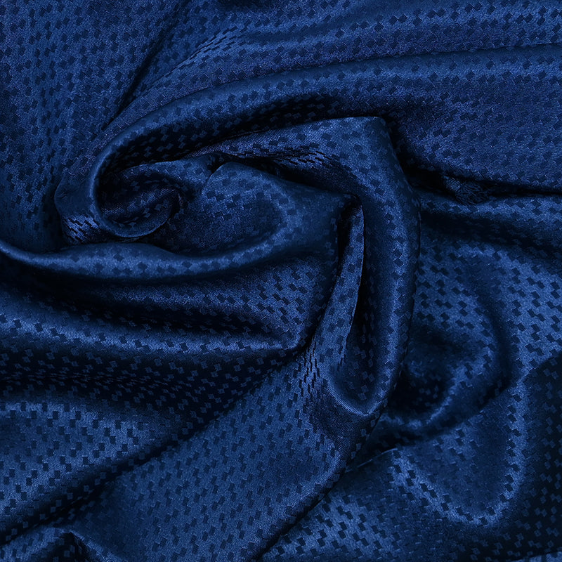 Satin jacquard de polyester Zoé fond bleu marine