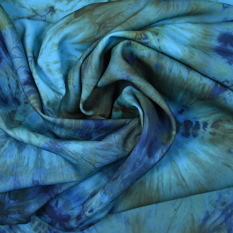 Pesado Psychedélico Impresión Crêpe azul
