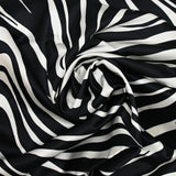 Satin coton viscose imprimé zèbre noir et blanc