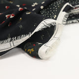 Printed muslin Patch flowers and hearts black background