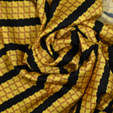 Satin de polyester imprimé géométrique rayé jaune et noir