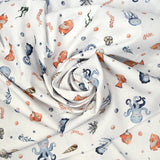 Coton imprimé poisson-clown fond blanc