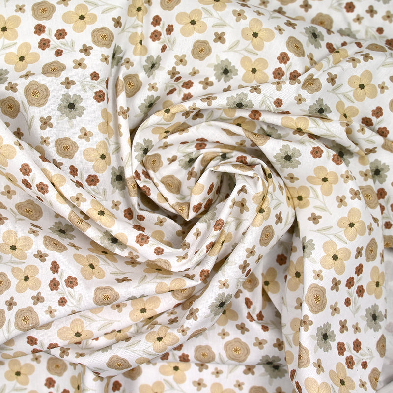 Coton imprimé amour passion beige et marron