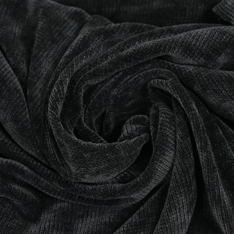 Maille côtelée polyester noir