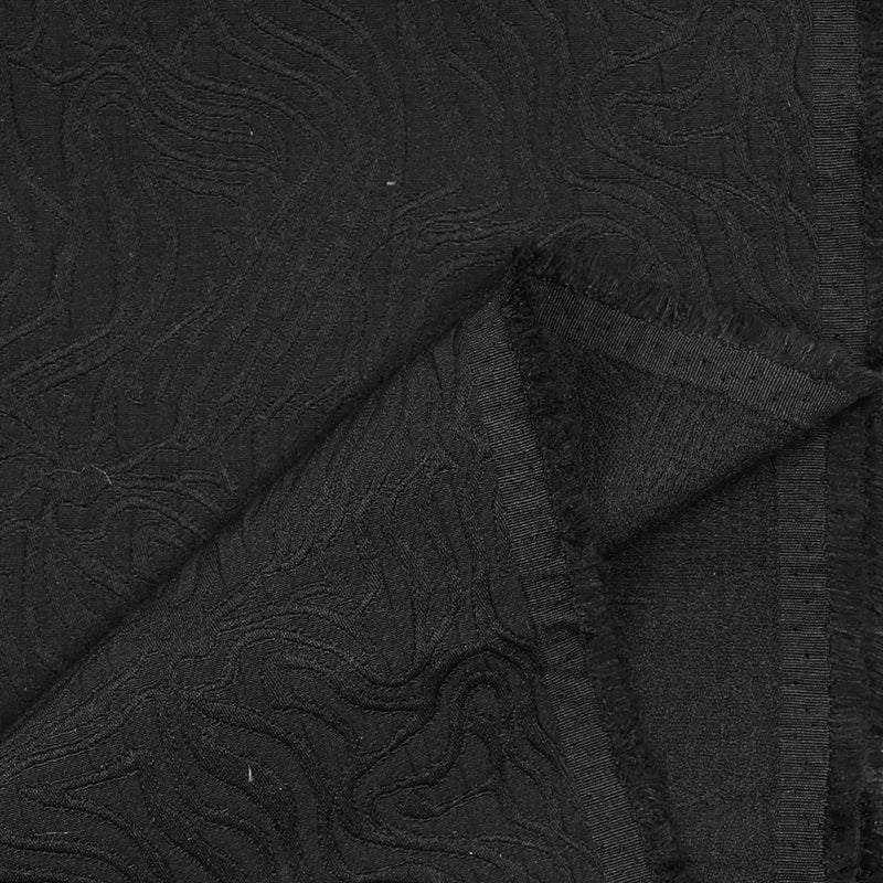 Jacquard de polyester gaufré noir