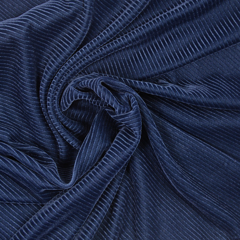 Velours de polyester souple sergé bleu marine