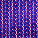 Satin 100% soie imprimé graphique bleu roi fond violet