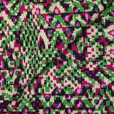 Twill de viscose satin imprimé association vert et fuchsia