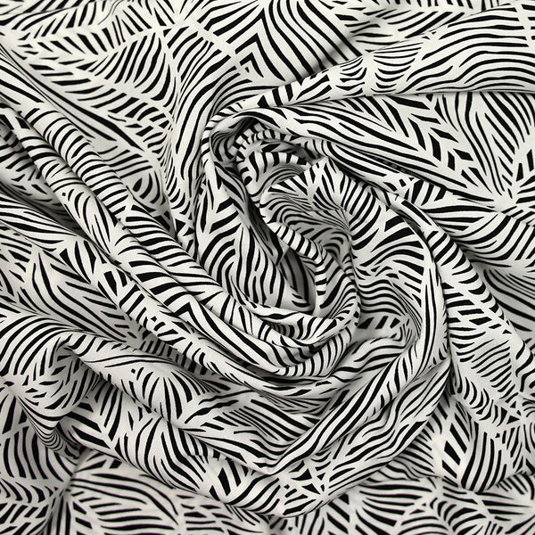 Viscose imprimée fougères noir et blanc