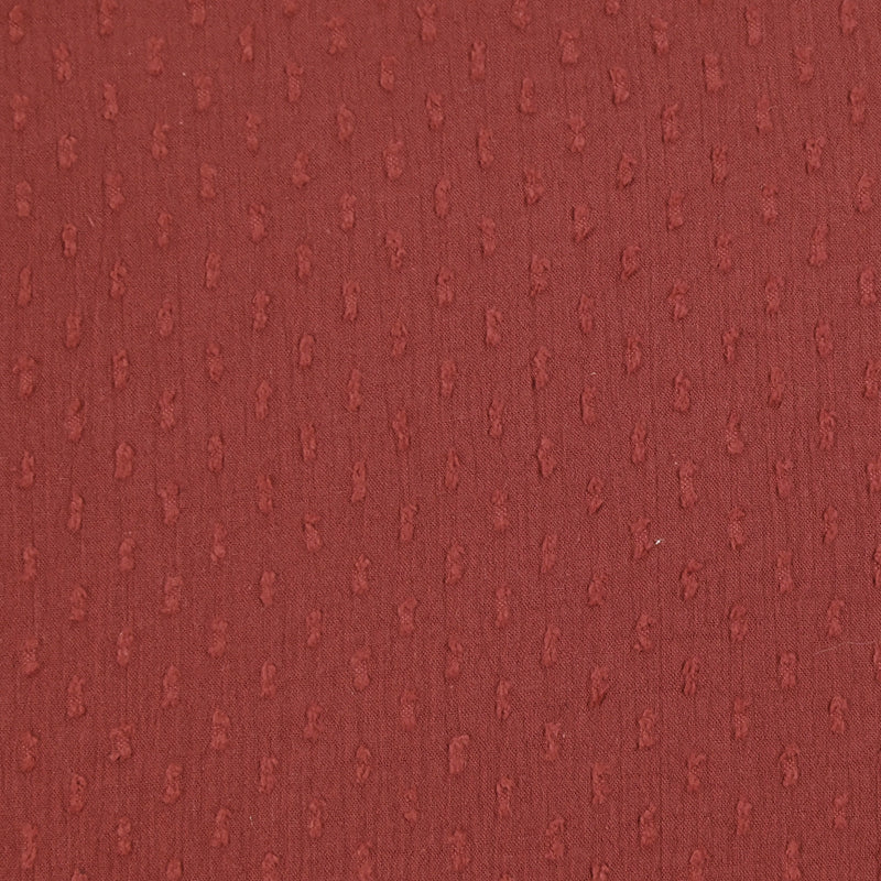 Voile de coton Plumetis crinkle rouge brique